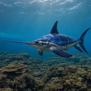 Sea turtle + Swordfish